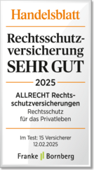 Handelsblatt Rechtsschutz-Rating - SEHR GUT Handelsblatt Rating-Siegel Rechtsschutz - SEHR GUT