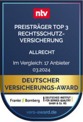 TOP 3 Rechtsschutz im Deutschen Versicherungs-Award 2024